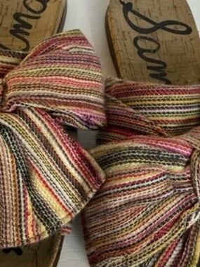 Sam Edelman Multi Colored Bow Slide On Sandals